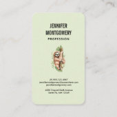 Cute Waterverf Sloth & Tropical Leaves Visitekaartje (Achterkant)