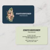 Cute Waterverf Sloth & Tropical Leaves Visitekaartje (Voorkant / Achterkant)