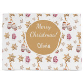 Cute Waterverf Sneeuwman Koekjes Monogram Groot Cadeauzakje (Voorkant)