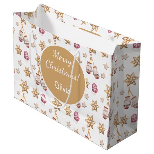 Cute Waterverf Sneeuwman Koekjes Monogram Groot Cadeauzakje (Voorkant Gekanteld)