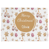 Cute Waterverf Sneeuwman Koekjes Monogram Groot Cadeauzakje (Achterkant)