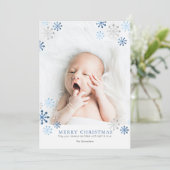 Cute Waterverf Snowflakes FotokerstKaart Kaart (Staand voorkant)