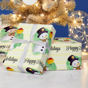 Cute Waterverf Snowman Cadeaupapier