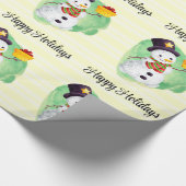 Cute Waterverf Snowman Cadeaupapier (Hoek)