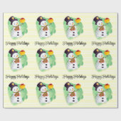 Cute Waterverf Snowman Cadeaupapier (Vlak)