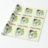 Cute Waterverf Snowman Cadeaupapier (Uitgerold)