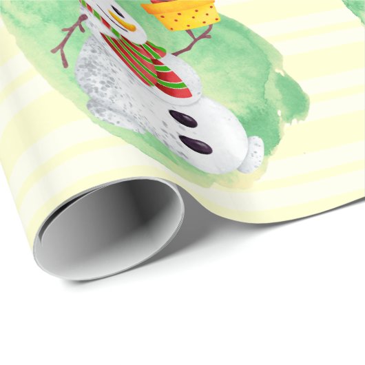 Cute Waterverf Snowman Cadeaupapier (Rol Hoek)