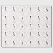 Cute Waterverf Snowman Familienaam Polka Dot Cadeaupapier (Vlak)