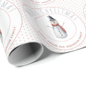 Cute Waterverf Snowman Familienaam Polka Dot Cadeaupapier (Rol Hoek)
