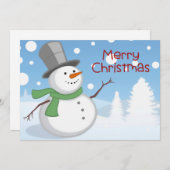 Cute Waterverf Snowman Merry Kerstmis Feestdagenkaart (Voorkant / Achterkant)