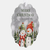 Cute Waterverf Snowman Merry Kerstmis Ornament Kaart (Rechts)