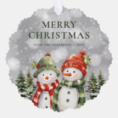 Cute Waterverf Snowman Merry Kerstmis Ornament Kaart (Voorkant)