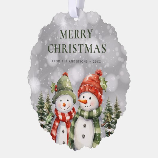 Cute Waterverf Snowman Merry Kerstmis Ornament Kaart (Links)