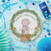 Cute Waterverf Snowman Papieren Bordje (Feest)