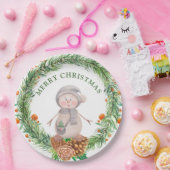Cute Waterverf Snowman Papieren Bordje (Feest)
