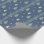 Cute Waterverf Snowman Pattern Blue Kerstmis Cadeaupapier (Hoek)