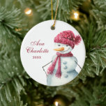 Cute Waterverf Snowman Persoonlijk meisje Keramisch Ornament<br><div class="desc">Cute Waterverf Snowman Specialized Girl's Name Ceramic Ornament. Personaliseer met uw douaneinformatie op zowel voor als rug.</div>