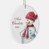 Cute Waterverf Snowman Persoonlijk meisje Keramisch Ornament (Rechts)