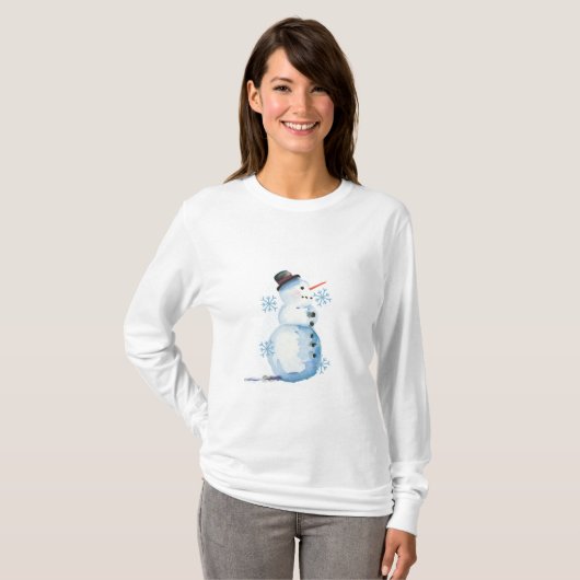 Cute Waterverf Snowman T-shirt (Voorkant volledig)