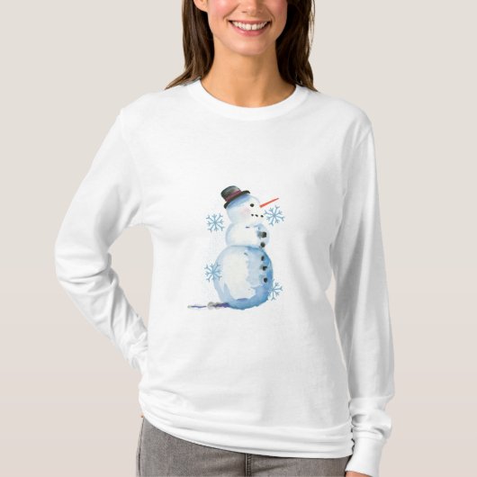 Cute Waterverf Snowman T-shirt (Voorkant)