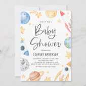 Cute Waterverf Space Theme Baby shower Kaart (Voorkant)