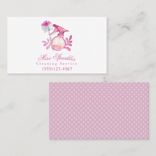Cute Waterverf Spray Bottle Cleaning Service Visitekaartje (Voorkant / Achterkant)