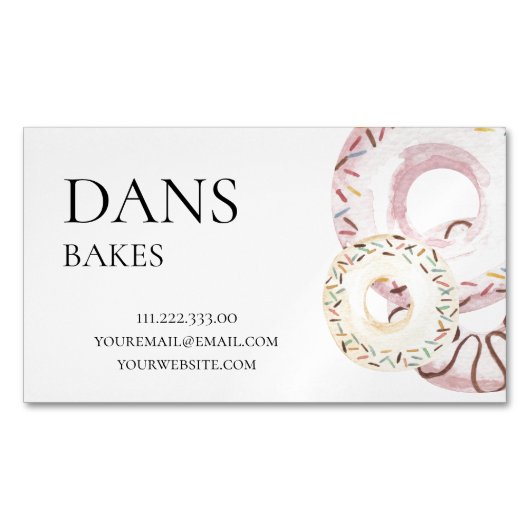 Cute Waterverf Sprinkle Donut Magnetisch Visitekaartje (Voorkant)