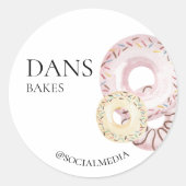 Cute Waterverf Sprinkle Donut Social Media Ronde Sticker (Voorkant)