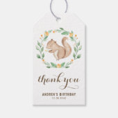 Cute Waterverf Squirrel Greenery Wreath Birthday Cadeaulabel (Voorkant)