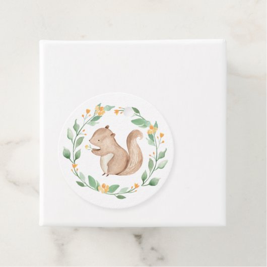 Cute Waterverf Squirrel Greenery Wreaty Bedankt Bedankjes Labels (In situ)