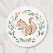 Cute Waterverf Squirrel Greenery Wreaty Bedankt Bedankjes Labels (Voorkant)