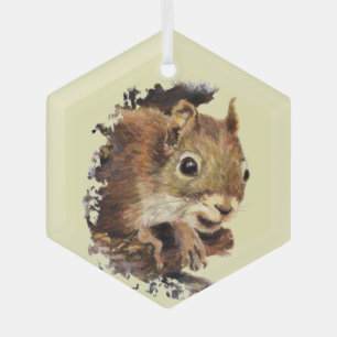 Cute Waterverf Squirrel Peking Animal Art Glas Ornament