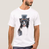 Cute Waterverf Steampunk Border Collie T-shirt (Voorkant)