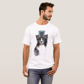 Cute Waterverf Steampunk Border Collie T-shirt (Voorkant volledig)