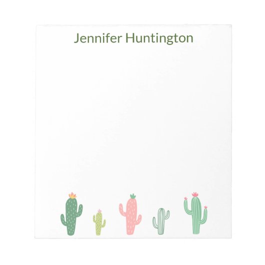 Cute Waterverf Succulent Cactus Personalized Notitieblok (Voorkant)