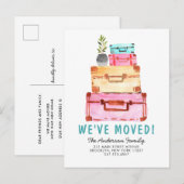 Cute Waterverf Suitcase Plant We hebben Beweging g Aankondigingskaart (Voorkant / Achterkant)