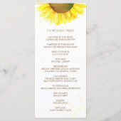Cute Waterverf Sunflower Wedding Programmakaart (Achterkant)
