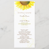 Cute Waterverf Sunflower Wedding Programmakaart (Voorkant)