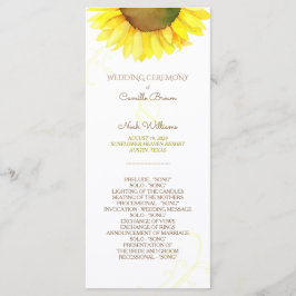 Cute Waterverf Sunflower Wedding Programmakaart