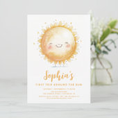 Cute Waterverf Sunshine Girl 1ste verjaardag Kaart (Staand voorkant)