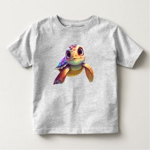 Cute Waterverf Swimming Kinder Baby Paarse schildp Kinder Shirts