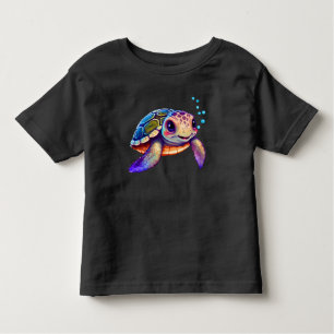 Cute Waterverf Swimming Paars, Green Turtle Kinder Shirts