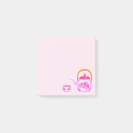 Cute waterverf teapot kleurful girl post-it® notes (Voorkant)