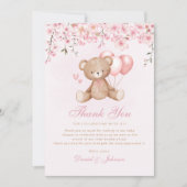 Cute Waterverf Teddy Bear Baby shower Dank u wel Kaart (Voorkant)