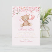 Cute Waterverf Teddy Bear Baby shower Dank u wel Kaart (Staand voorkant)