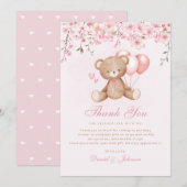 Cute Waterverf Teddy Bear Baby shower Dank u wel Kaart (Voorkant / Achterkant)
