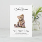 Cute Waterverf Teddy Bear Baby shower Kaart (Staand voorkant)