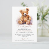 Cute Waterverf Teddy Bear Baby shower Kaart (Staand voorkant)