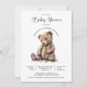 Cute Waterverf Teddy Bear Baby shower Kaart (Voorkant)