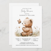 Cute Waterverf Teddy Bear Baby shower Kaart (Voorkant / Achterkant)